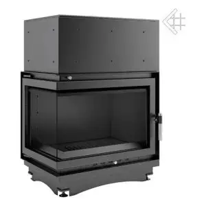 Каминная топка на дровах с водяным контуром ZUZIA/PW/BL/19/BS/W, Г-образное стекло слева, змеевик