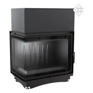 Каминная топка на дровах AMELIA/L/BS/DECO, Г-образное стекло слева