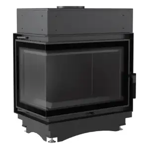 Каминная топка на дровах с водяным контуром Maja/PW/BL/12/BS/W/DECO, Г - образное стекло слева, змеевик