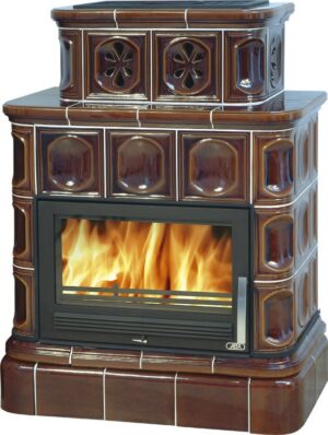 Печь камин керамическая KARELIE, с кафельным цоколем
