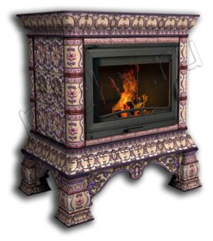 Печь камин Кострома, центральный (роспись) с топкой Ладья 600