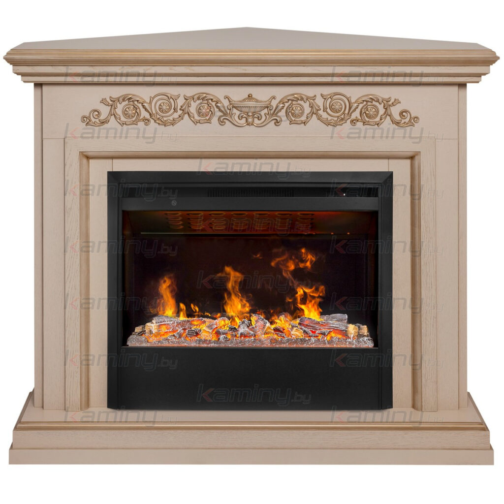 Электрокамин Leticia Corner 26 WT-619G с очагом 3D Helios 26 SBG