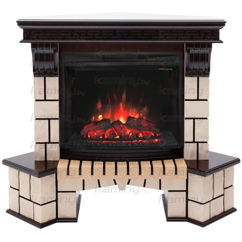 Электрокамин RealFlame Stone Coner AO c Evrika 25,5 LED, звуковая имитация горения